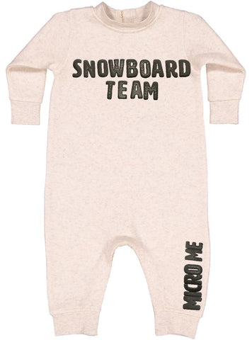 SNOWBOARD TEAM Puff Fleece Romper, Natural (Infant)