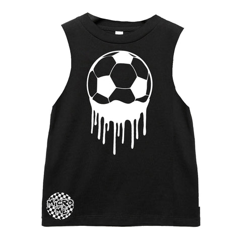 Soccer Drip Muscle Tank, Black  (Infant, Toddler, Youth, Adult)