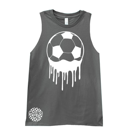 Soccer Drip Muscle Tank, Charcoal (Infant, Toddler, Youth, Adult)