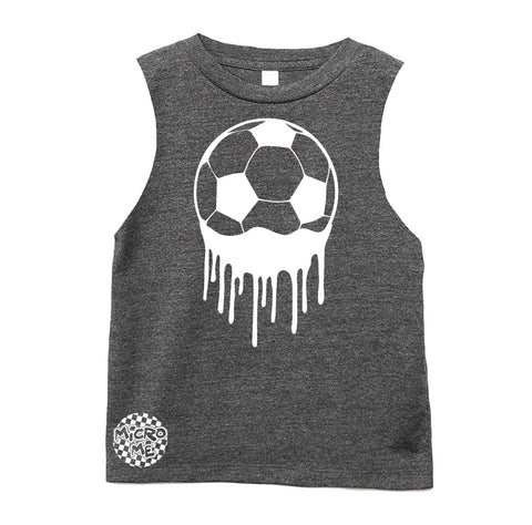 Soccer Drip Muscle Tank, Dk. Heather (Infant, Toddler, Youth, Adult)