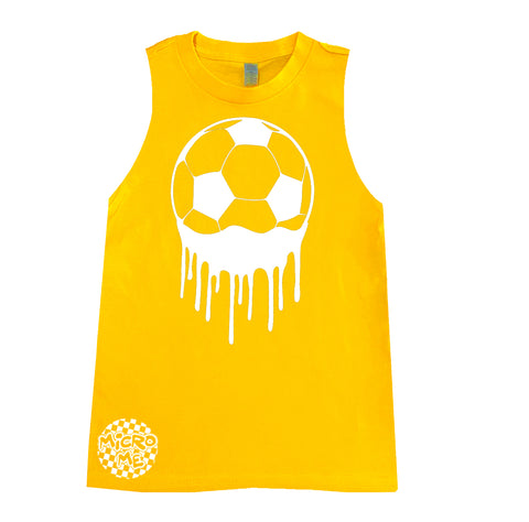 Soccer Drip Muscle Tank, Gold (Infant, Toddler, Youth, Adult)