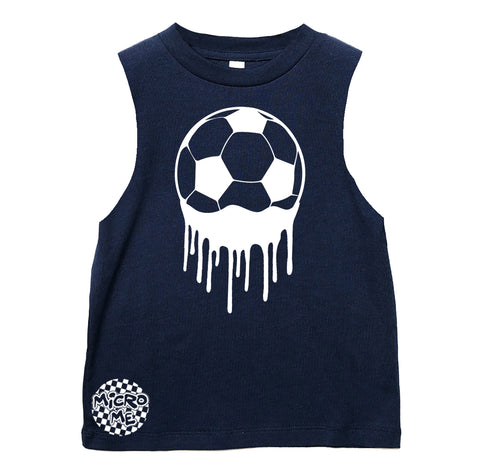 Soccer Drip Muscle Tank, Navy  (Infant, Toddler, Youth, Adult)