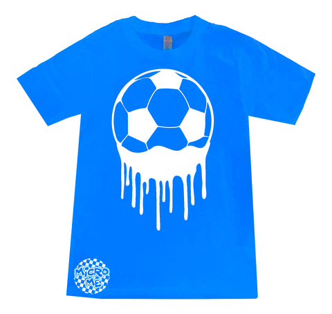 Soccer Drip Tee, Neon Blue (Infant, Toddler, Youth, Adult)