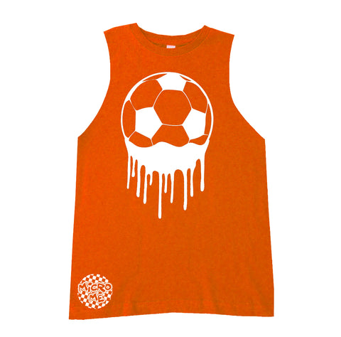 Soccer Drip Muscle Tank,Orange (Infant, Toddler, Youth, Adult)
