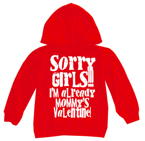 Sorry Girls  Hoodie, Red (Toddler, Youth, Adult)