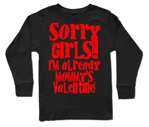 Sorry Girls Long Sleeve Shirt, Black (Infant, Toddler, Youth, Adult)
