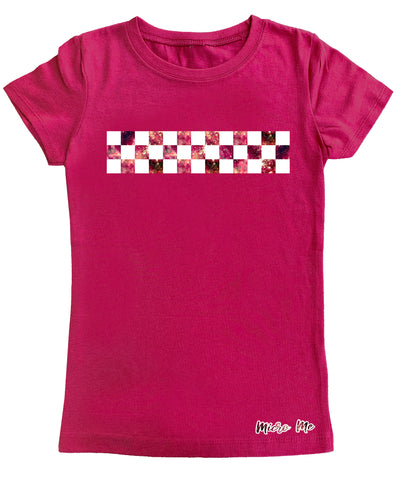 Space Dye Checks GIRLS Fitted Tee, Hot PInk (infant, toddler, youth)