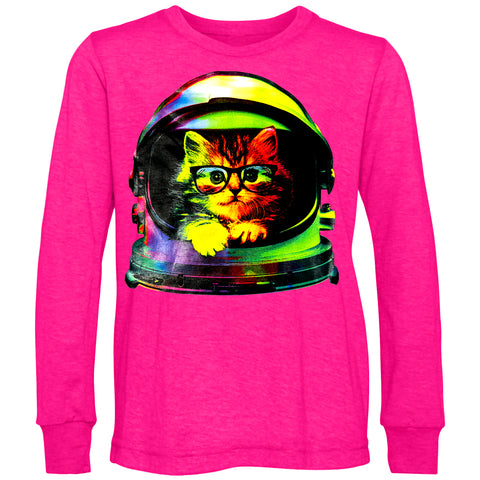 Space Kitty LS Shirt, Hot Pink  (Toddler, Youth , Adult)