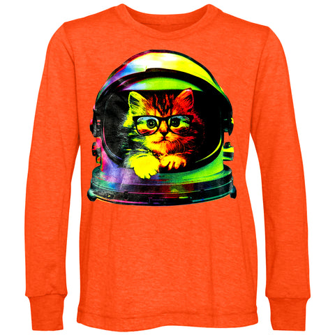 Space Kitty LS Shirt, Orange (Toddler, Youth , Adult)