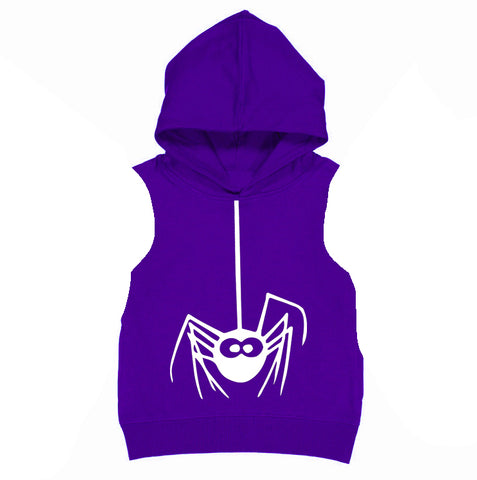 Hanging Spider Fleece Muscle Tank, Purple (Toddler, Youth, Adult)