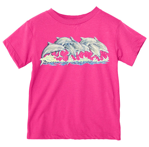 Splashing Dolphins Tee, Hot PInk  (Infant, Toddler, Youth, Adult)