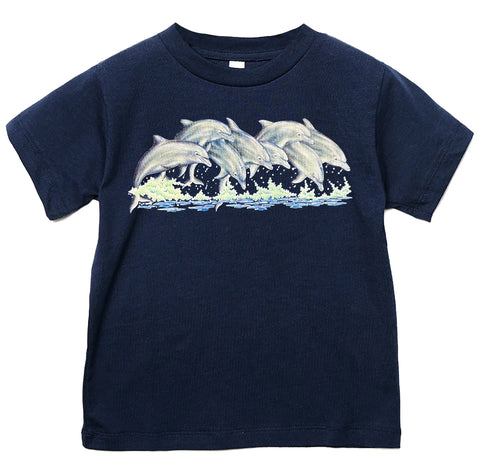 Splashing Dolphins Tee, Navy  (Infant, Toddler, Youth, Adult)