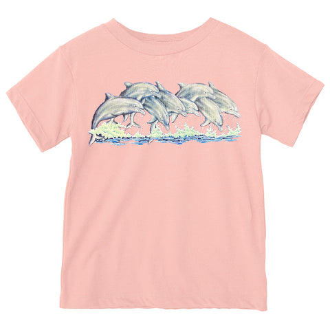 Splashing Dolphins Tee, Peach (Infant, Toddler, Youth, Adult)