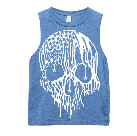 Star Drip Skull Muscle Tank, Carolina (Infant, Toddler, Youth, Adult)