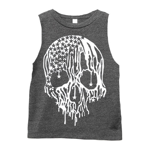 Star Drip Skull Muscle Tank, Dk.Heather (Infant, Toddler, Youth, Adult)