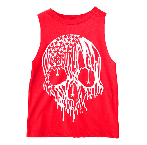 Star Drip Skull Muscle Tank, Red (Infant, Toddler, Youth, Adult)