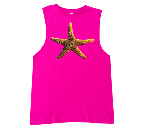 PUFF Starfish Muscle Tank, Hot PInk (Infant, Toddler, Youth, Adult)