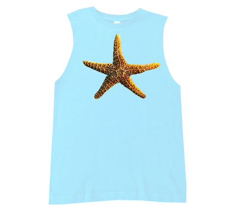 PUFF Starfish Muscle Tank, Lt. Blue (Infant, Toddler, Youth, Adult)