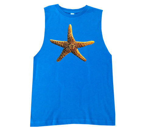 PUFF Starfish Muscle Tank,Neon Blue (Infant, Toddler, Youth, Adult)
