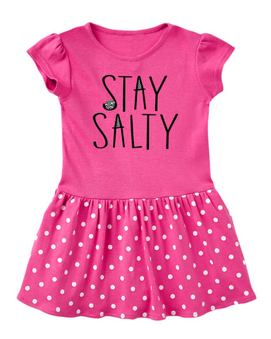 Stay Salty  Dress, Hot Pink Dot (Infant, Toddler)