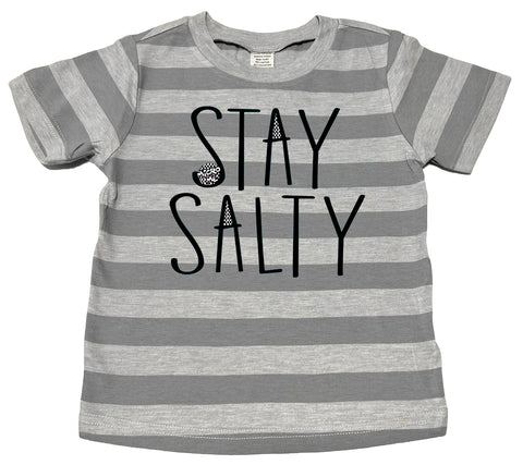 Stay Salty Tee, Grey Stripes (Toddler, Youth)