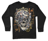 SP-Steampunk OVERSIZED Skull Long Sleeve Shirt,  Black (Infant,Toddler, youth, adult)