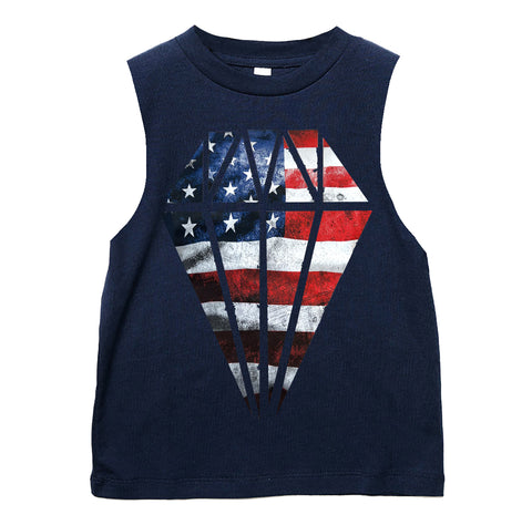 Stone Muscle Tank, Navy (Infant, Toddler, Youth, Adult)