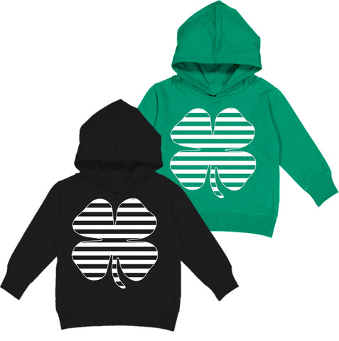 Striped Clover Hoodie, Black (Infant, Toddler, Youth, Adult)