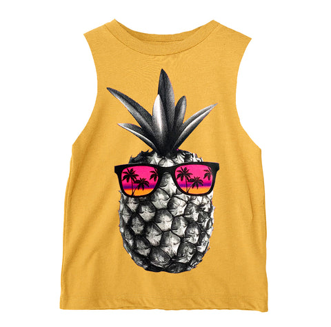Pineapple Sunglasses Muscle Tank, Gold (Toddler, Youth, Adult)