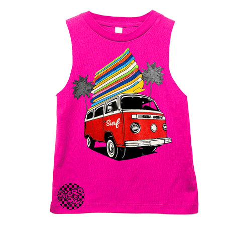 Surf Bus Muscle Tank, Hot Pink  (Infant, Toddler, Youth, Adult)