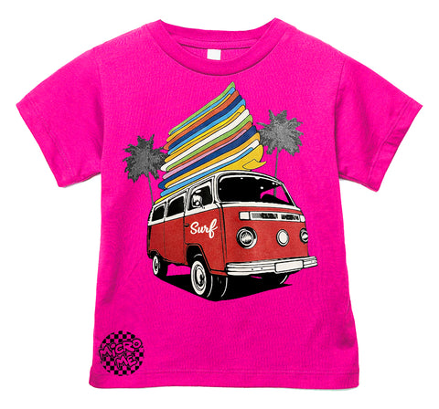 Surf Bus Tee, Hot Pink (Infant, Toddler, Youth, Adult)