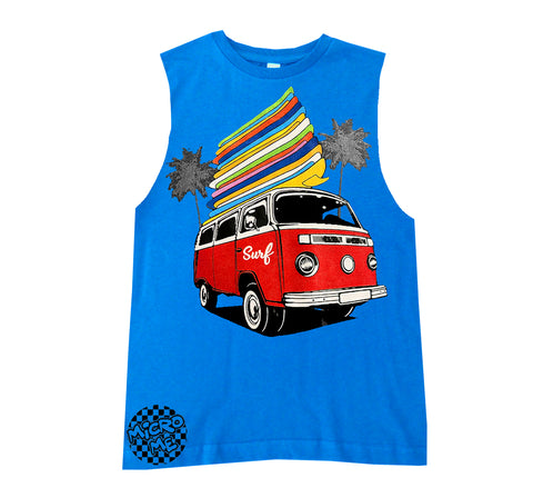 Surf Bus Muscle Tank,  Neon Blue (Infant, Toddler, Youth, Adult)