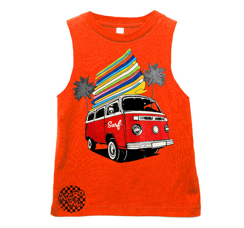 Surf Bus Muscle Tank, Orange  (Infant, Toddler, Youth, Adult)
