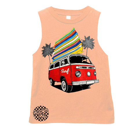 Surf Bus Muscle Tank, Peach  (Infant, Toddler, Youth, Adult)