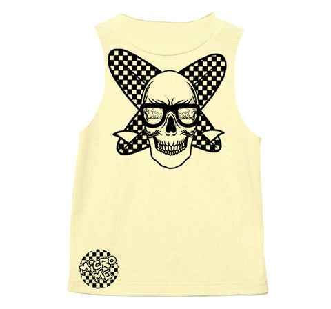 Surf Skull  Muscle Tank, Butter  (Infant, Toddler, Youth, Adult)