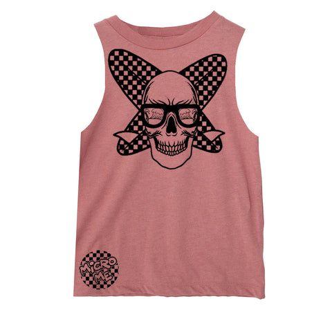 Surf Skull Muscle Tank, Clay (Toddler, Youth, Adult)