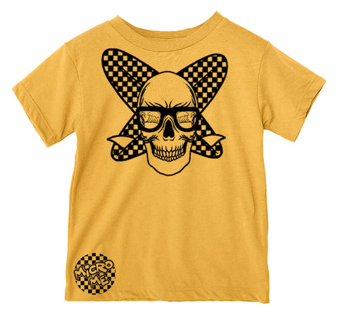 Surf Skull Tee, Gold (Infant, Toddler, Youth, Adult)
