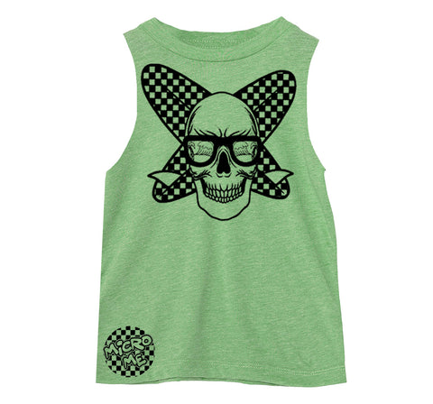Surf Skull Muscle Tank, TB Green  (Toddler, Youth, Adult)