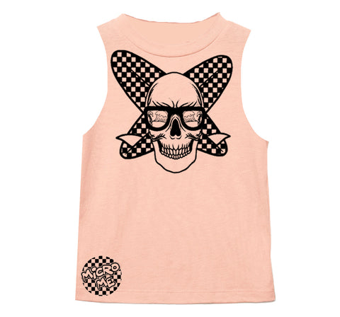 Surf Skull Muscle Tank,Peach  (Infant, Toddler, Youth, Adult)