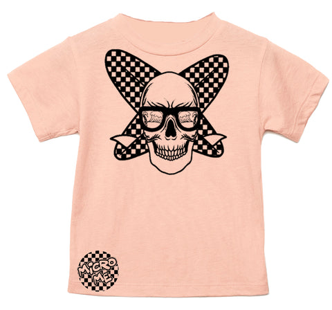 Surf Skull Tee, Peach (Infant, Toddler, Youth, Adult)