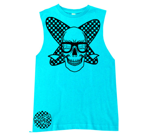 Surf Skull Muscle Tank, Tahiti  (Infant, Toddler, Youth, Adult)