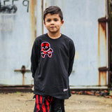 Red Plaid Skull Long Sleeve Shirt, Black (Infant, Toddler, Youth,Adult)
