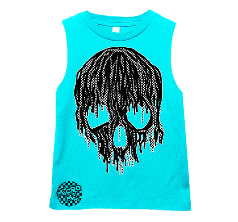 Checker Drip Skull Muscle Tank,  Tahiti  (Infant, Toddler, Youth, Adult)