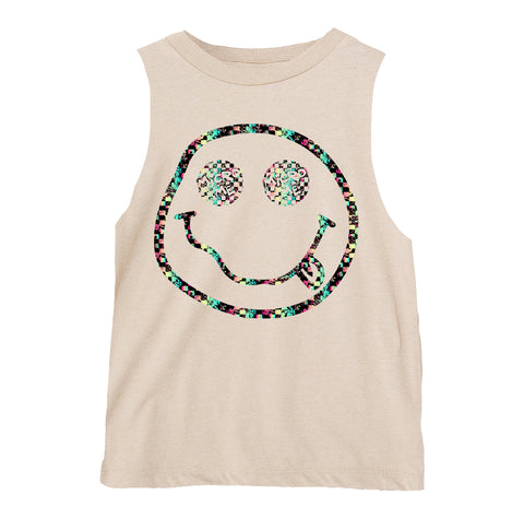 Distressed Smiley Muscle Tank,Natural   (Infant, Toddler, Youth, Adult)
