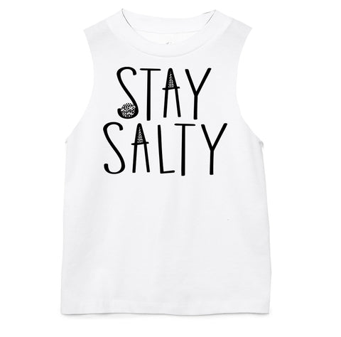 Stay Salty Muscle Tank, White  (Infant, Toddler, Youth, Adult)