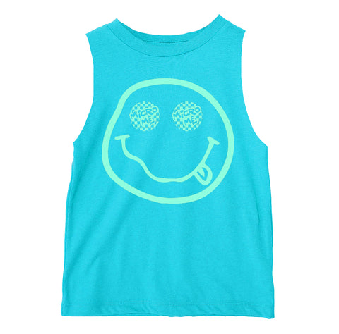 Distressed Smiley Muscle Tank, Tahiti  (Infant, Toddler, Youth, Adult)