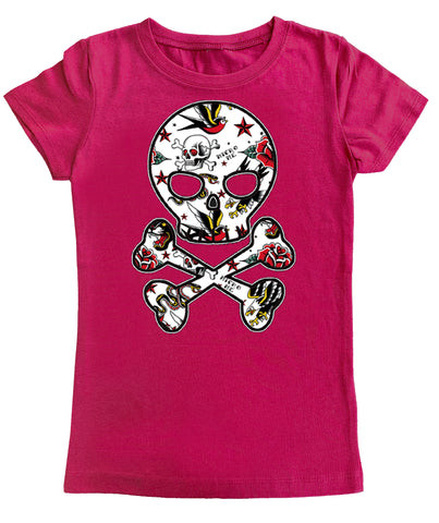 TAT- Skull Fitted Tee, Hot Pink Youth, Adult)