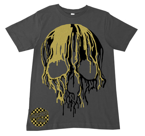 Gold Drip Skull Tee,  Charcoal (Infant, Toddler, Youth, Adult)