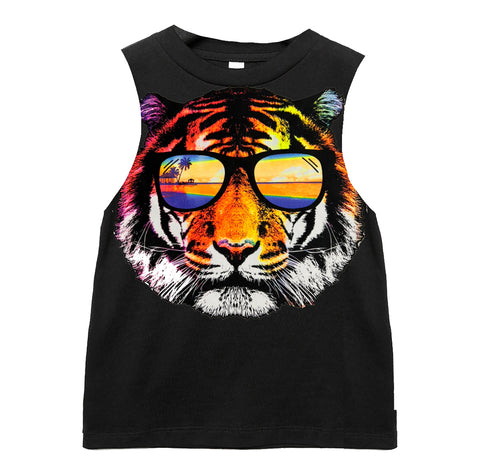 Neon Tiger Muscle Tank, Black (Toddler, Youth, Adult)