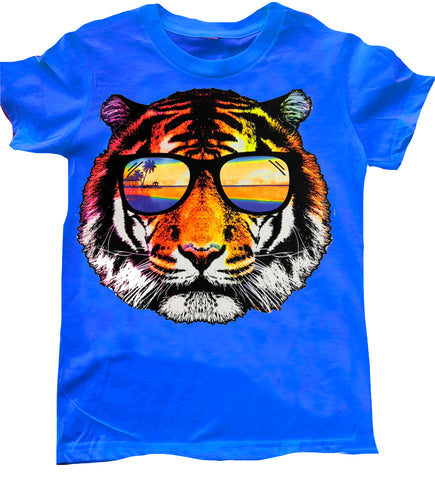 Neon Tiger Tee, Neon Blue (Toddler, Youth, Adult)
